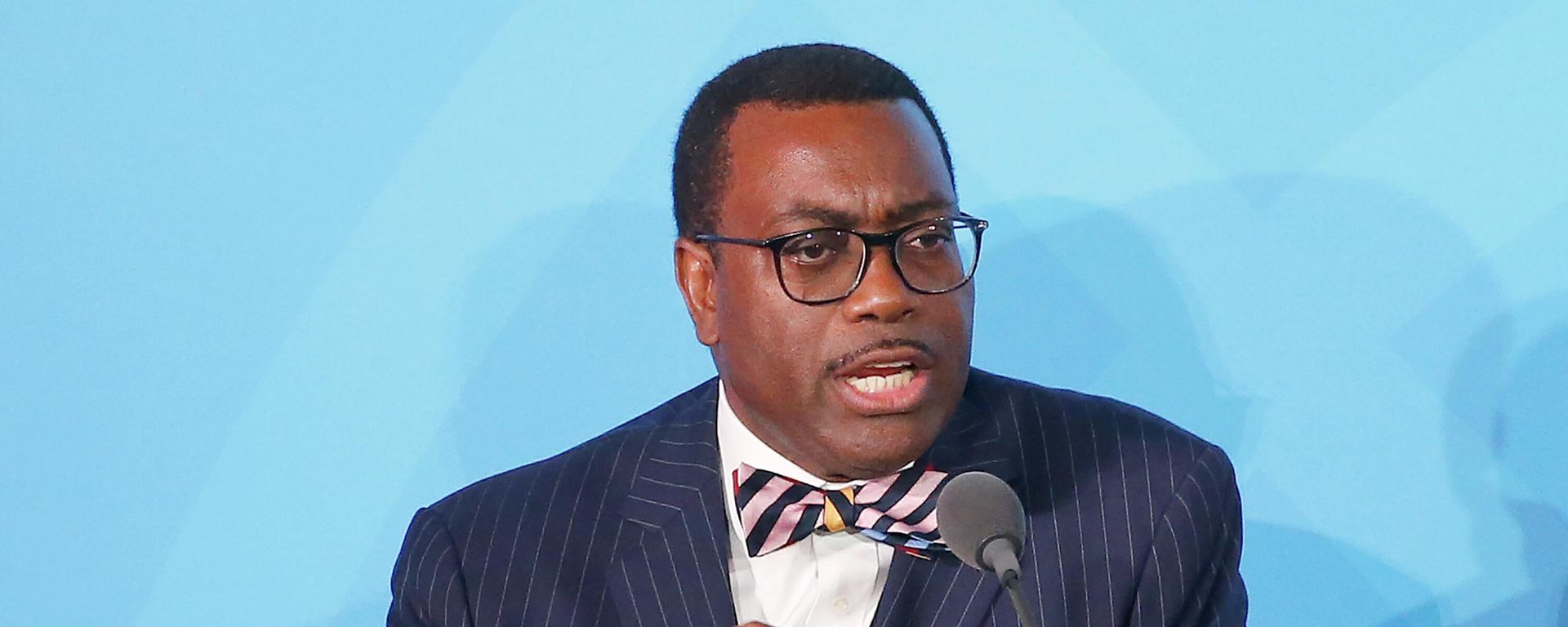 In this Sept. 23, 2019 file photo, African Development Bank President Akinwumi Adesina, the winner of the 2017 World Food Prize, speaks at U.N. headquarters. In this Sept. 23, 2019 file photo, African Development Bank President Akinwumi Adesina, the winner of the 2017 World Food Prize, speaks at U.N. headquarters. - Sputnik International, 1920, 05.11.2022
