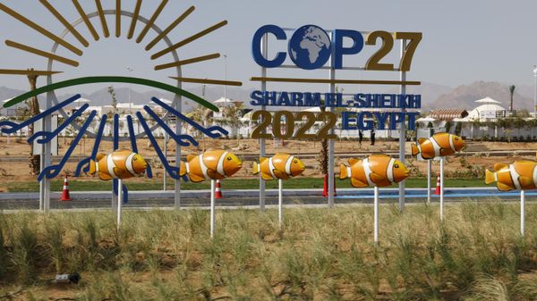 A picture shows the entrance of the Sharm El Sheikh International Convention Centre, in Egypt's Red Sea resort of the same name, on November 7, 2022, during the 2022 United Nations Climate Change Conference, more commonly known as COP27 - Sputnik International