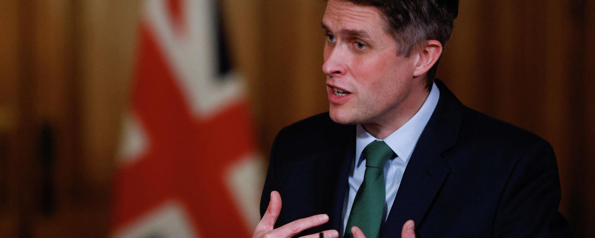 Britain's Education Secretary Gavin Williamson speaks during a virtual press conference inside 10 Downing Street in central London on February 24, 2021 - Sputnik International, 1920, 08.11.2022