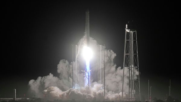 Northrup Grumman's Antares rocket lifts off the launch pad at the NASA Wallops Flight Facility Monday, Nov. 7, 2022, in Wallops Island. Va. - Sputnik International