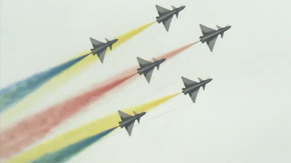 The August 1 aerobatic team flying in formation at Air Show China 2022 in Zhuhai on November 8, 2022. - Sputnik International