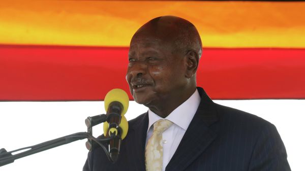 Ugandan President Yoweri Museveni speaks, during the 60th Independence Anniversary Celebrations, in Kololo, Uganda, Sunday Oct. 9, 2022.  - Sputnik International