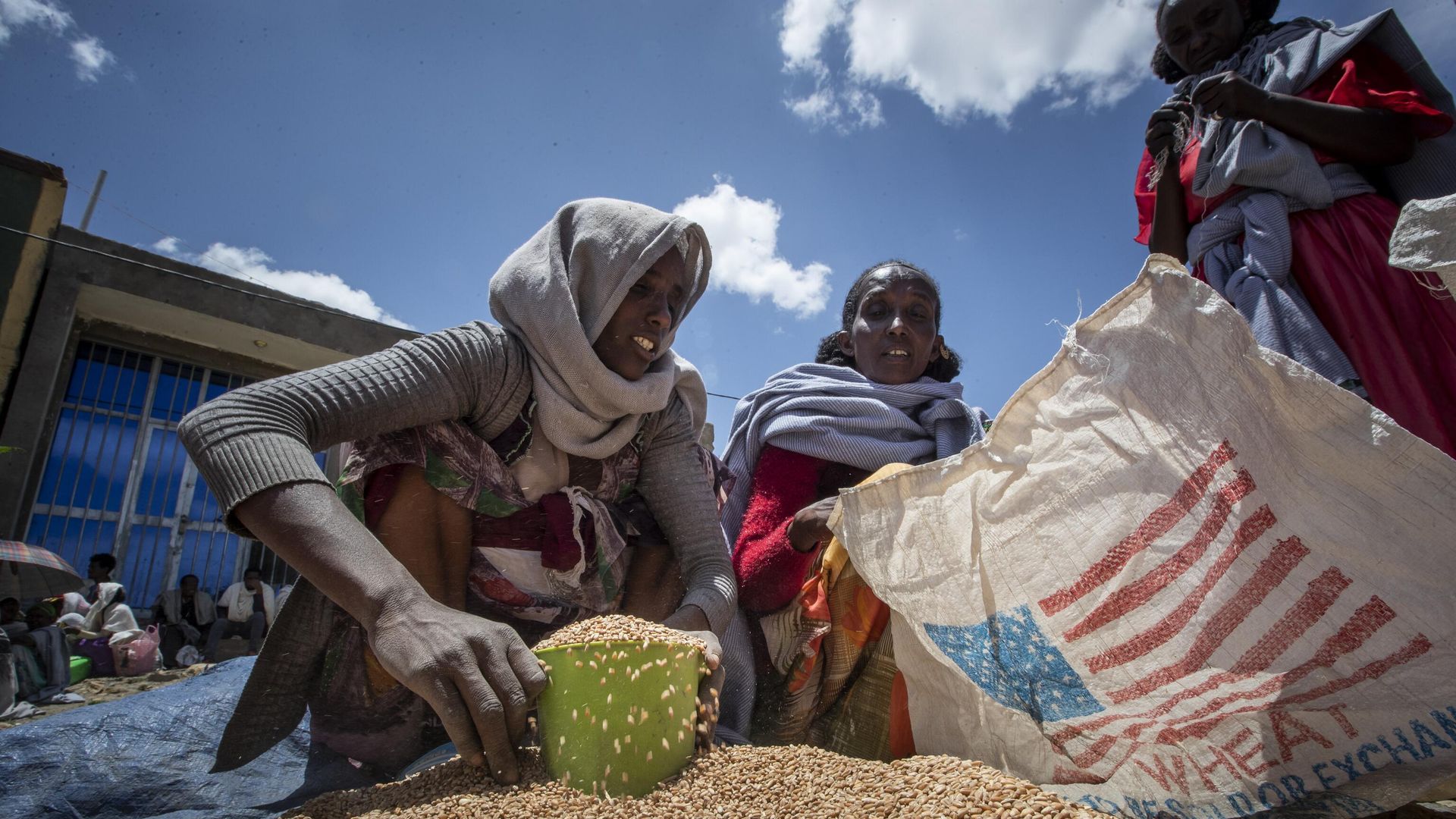  In this Saturday, May 8, 2021 file photo, an Ethiopian woman scoops up portions of wheat to be allocated to each waiting family after it was distributed by the Relief Society of Tigray in the town of Agula, in the Tigray region of northern Ethiopia. - Sputnik International, 1920, 11.11.2022