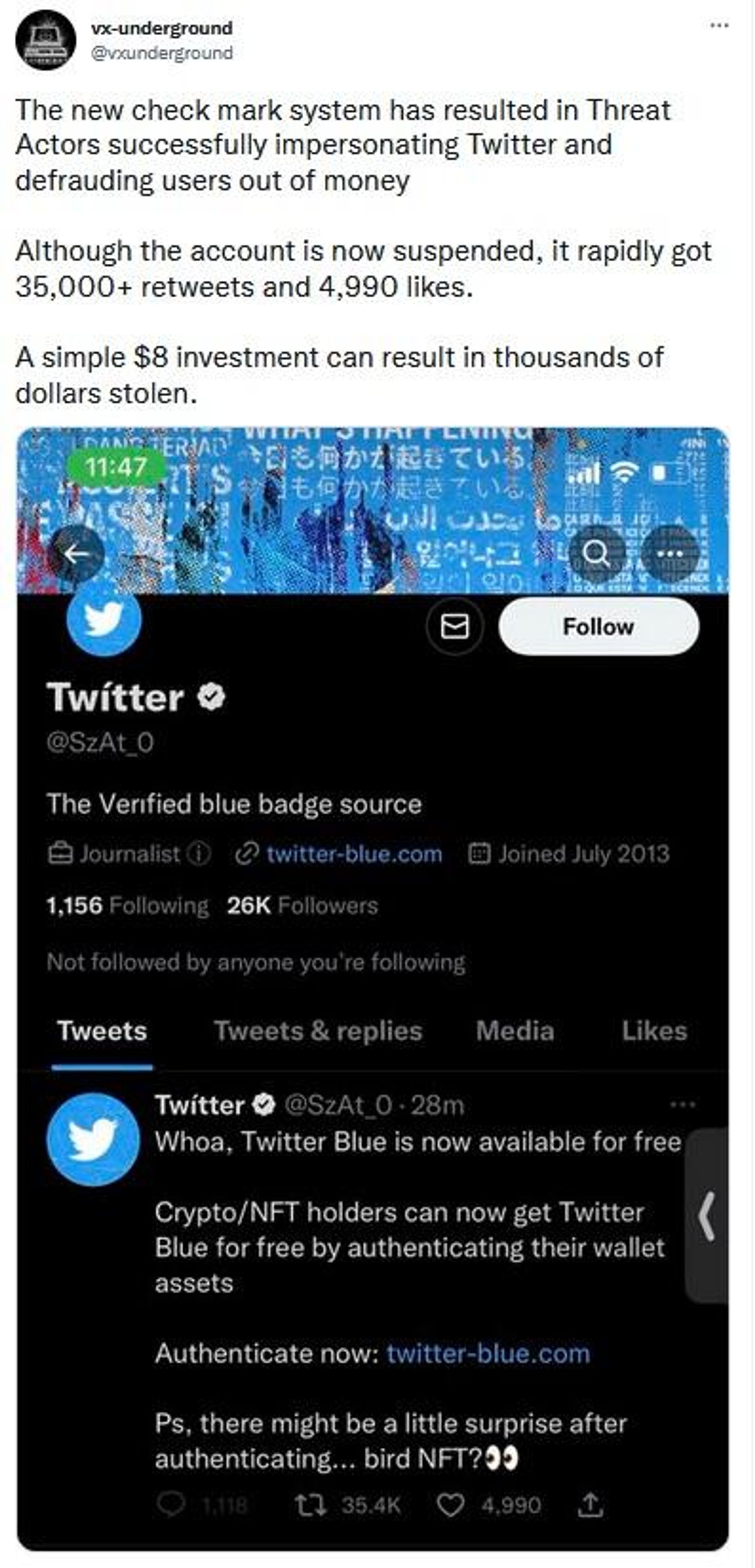 vx-underground tweet screenshot vx-underground tweet screenshot - Sputnik International, 1920, 12.11.2022