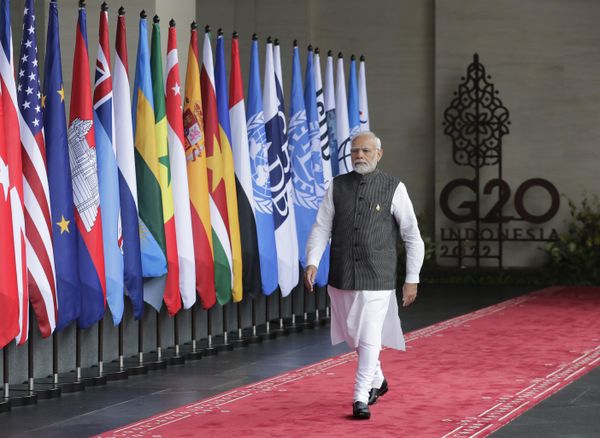 Indian Prime Minister Narendra Modi arrives during the G20 Summit in Nusa Dua, Bali, Indonesia, Tuesday Nov. 15, 2022. - Sputnik International