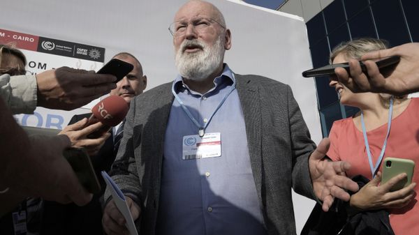 Frans Timmermans, executive vice president of the European Commission, speaks with members of the media at the COP27 U.N. Climate Summit, Tuesday, Nov. 15, 2022, in Sharm el-Sheikh, Egypt. Frans Timmermans, executive vice president of the European Commission, speaks with members of the media at the COP27 U.N. Climate Summit, Tuesday, Nov. 15, 2022, in Sharm el-Sheikh, Egypt. - Sputnik International