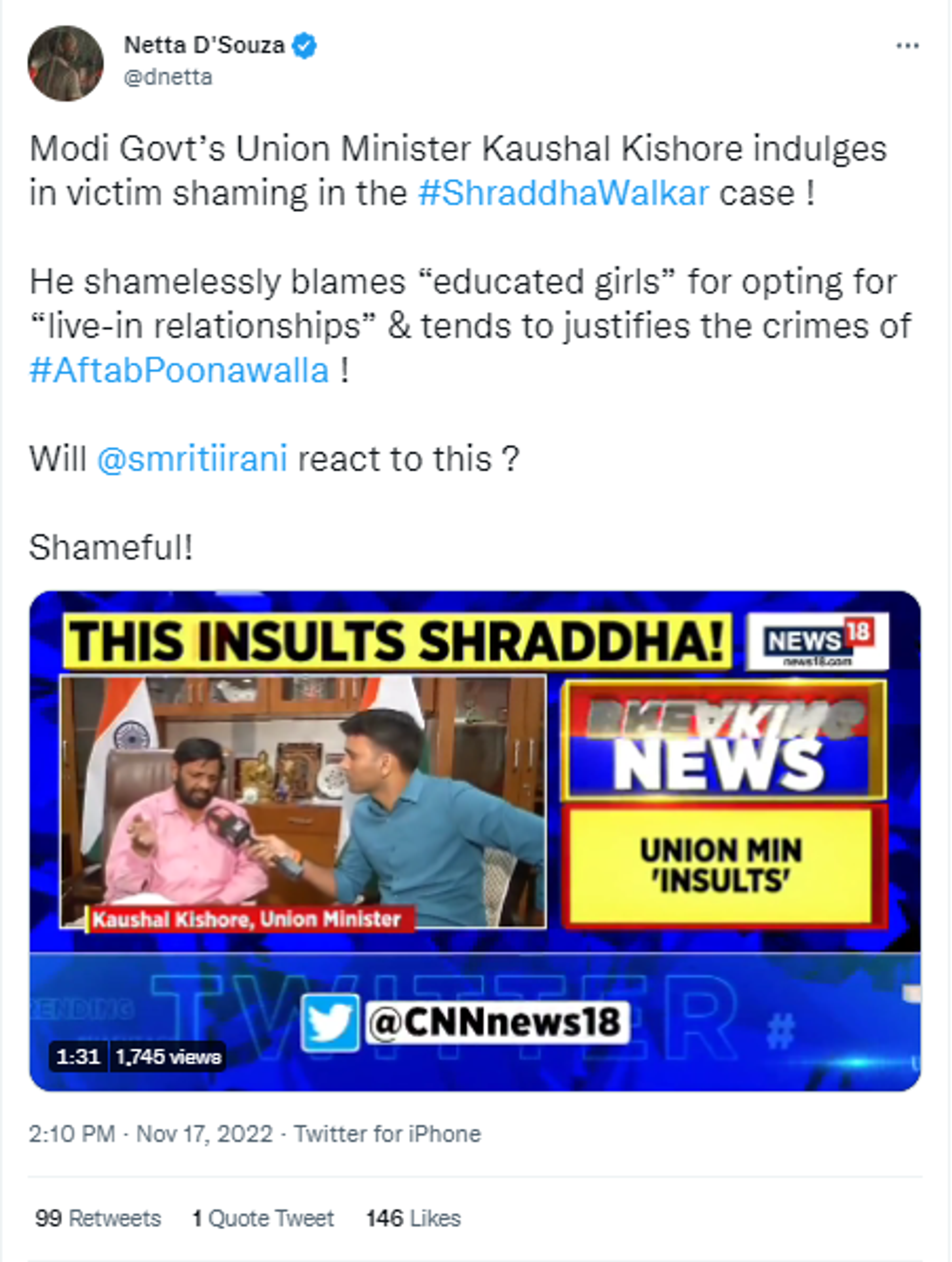 Indian politician Kaushal Kishore's remarks over Shraddha Walkar's murder case spark uproar - Sputnik International, 1920, 18.11.2022