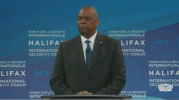 US Secretary of State Lloyd Austin speaking at the Halifax International Security Forum on Saturday, November 19, 2022. Screengrab of DoD Twitter video. - Sputnik International