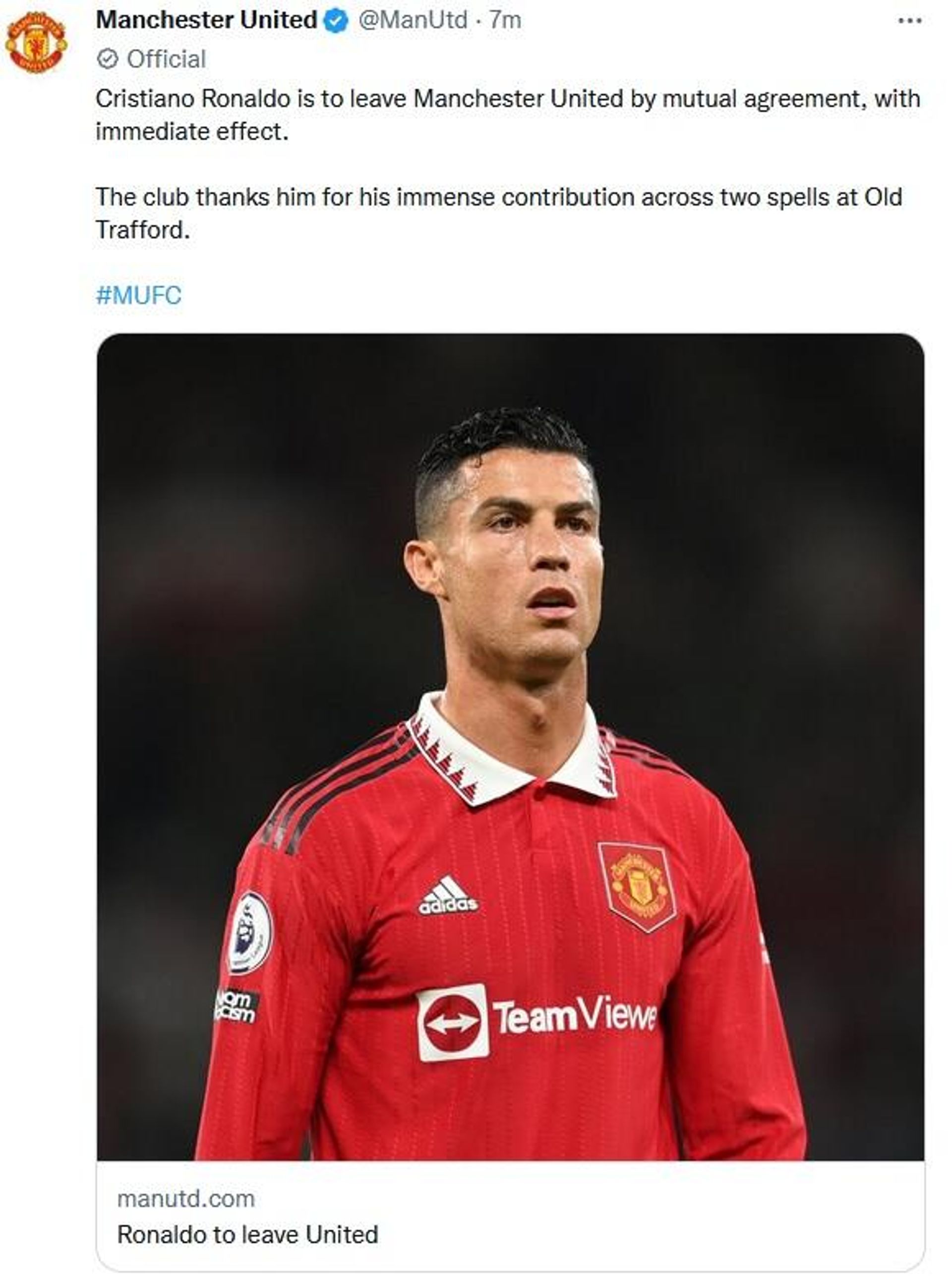 Screenshot of Manchester United twitter page - Sputnik International, 1920, 22.11.2022