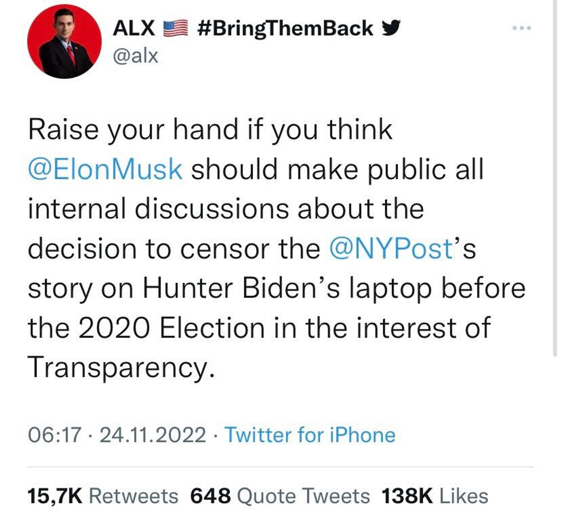 Twitter screenshot of post by news personality Alex Lorusso  - Sputnik International, 1920, 25.11.2022