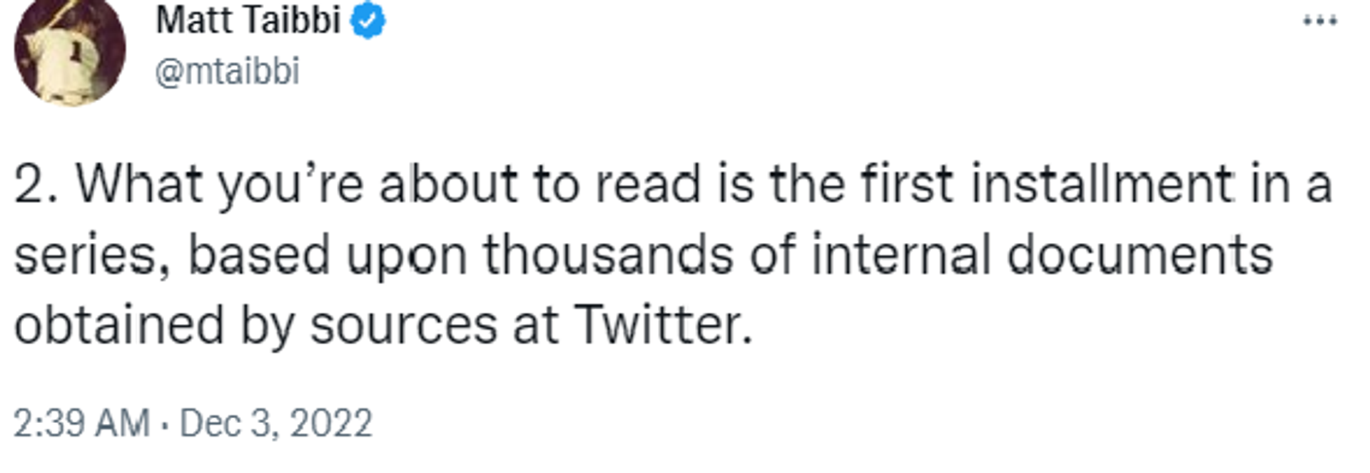 Twitter screenshot of Twitter Files by Mattt Taibbi on  how Twitter suppressed a damaging story regarding the contents of a laptop left by Hunter Biden at a computer repair store. - Sputnik International, 1920, 03.12.2022