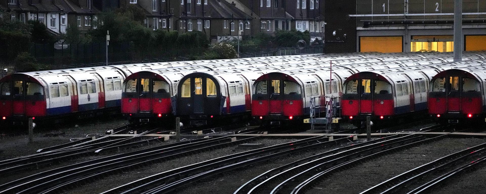 Piccadilly line trains sit in their depot as members of the Rail, Maritime and Transport union (RMT) strike over jobs, pay and pensions in London Piccadilly line trains sit in their depot as members of the Rail, Maritime and Transport union (RMT) strike over jobs, pay and pensions in London - Sputnik International, 1920, 06.12.2022
