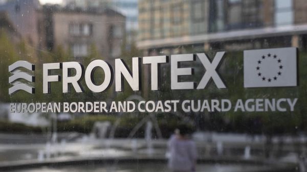 The logo of European Union border force Frontex is pictured at the headquarters in Warsaw, Poland, on August 5, 2019. - Sputnik International