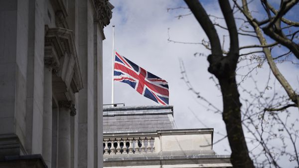 The Union Flag flies at half-mast over the Foreign, Commonwealth and Development Office in central London on April 9, 2021 after the announcement of the death of Britain's Prince Philip, Duke of Edinburgh. The Union Flag flies at half-mast over the Foreign, Commonwealth and Development Office in central London on April 9, 2021 after the announcement of the death of Britain's Prince Philip, Duke of Edinburgh. - Sputnik International