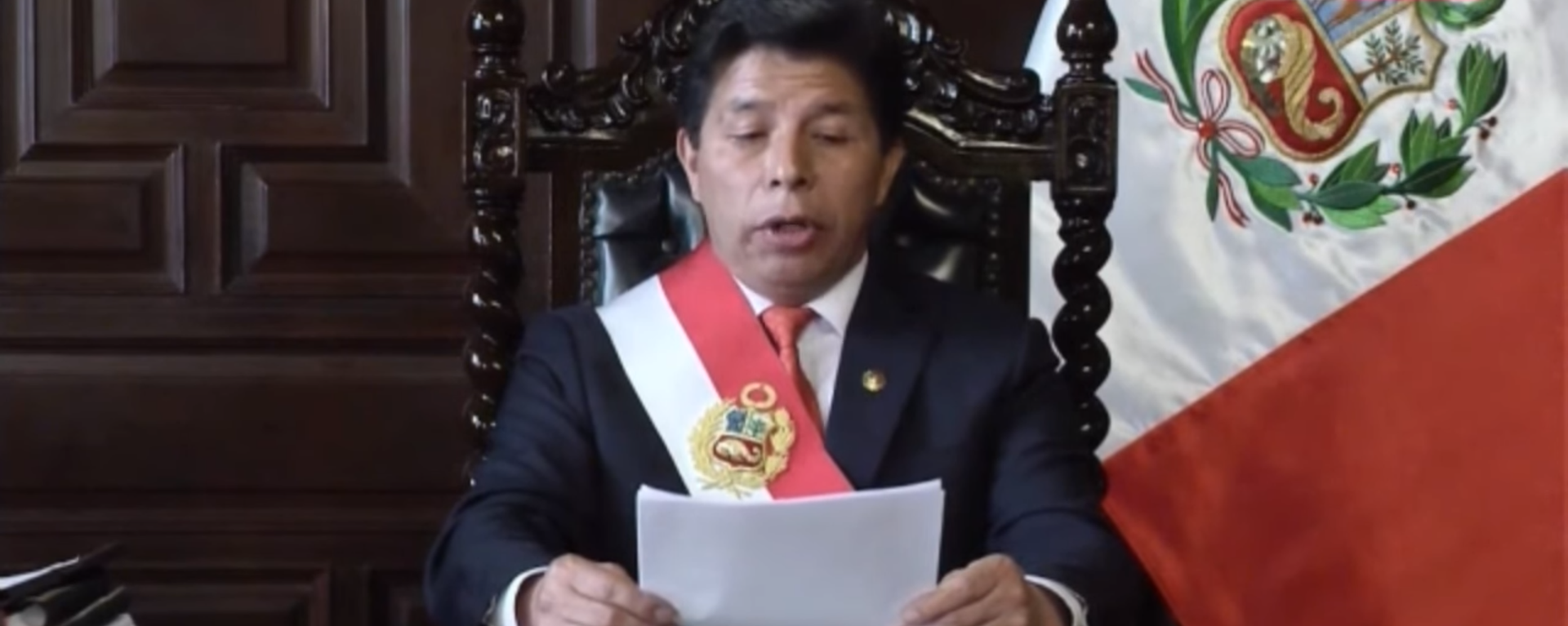 Peruvian President Pedro Castillo announced on state television on December 7, 2022, the immediate dissolution of the Congress and the imposition of decree law until new elections can be organized. Peruvian President Pedro Castillo announced on state television on December 7, 2022, the immediate dissolution of the Congress and the imposition of decree law until new elections can be organized. - Sputnik International, 1920, 16.12.2022