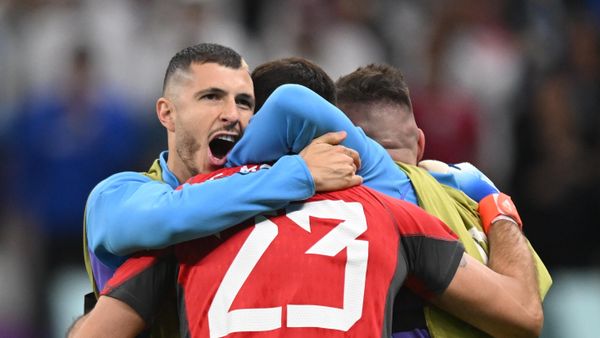 Players of the Argentina national team celebrate their victory in the quarterfinal match of the World Cup between the Netherlands and Argentina. Players of the Argentina national team celebrate their victory in the quarterfinal match of the World Cup between the Netherlands and Argentina. - Sputnik International