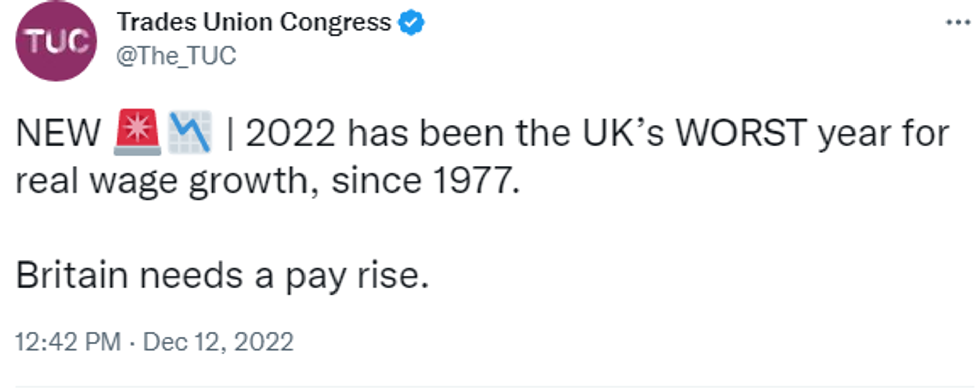 Twitter screenshot of TUC account. - Sputnik International, 1920, 12.12.2022