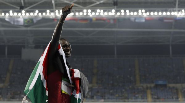  In this Monday, Aug. 15, 2016 file photo, Kenya's David Lekuta Rudisha celebrates winning the men's 800-meter final during the athletics competitions of the 2016 Summer Olympics at the Olympic stadium in Rio de Janeiro, Brazil.  - Sputnik International