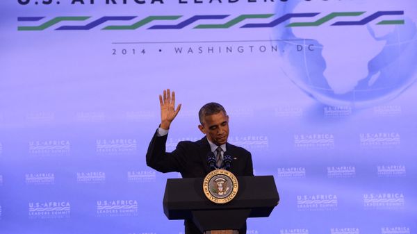 US President Barack Obama waves as he finishes a press conference at the end of the US-Africa Leaders Summit in Washington, DC, on August 6, 2014. - Sputnik International