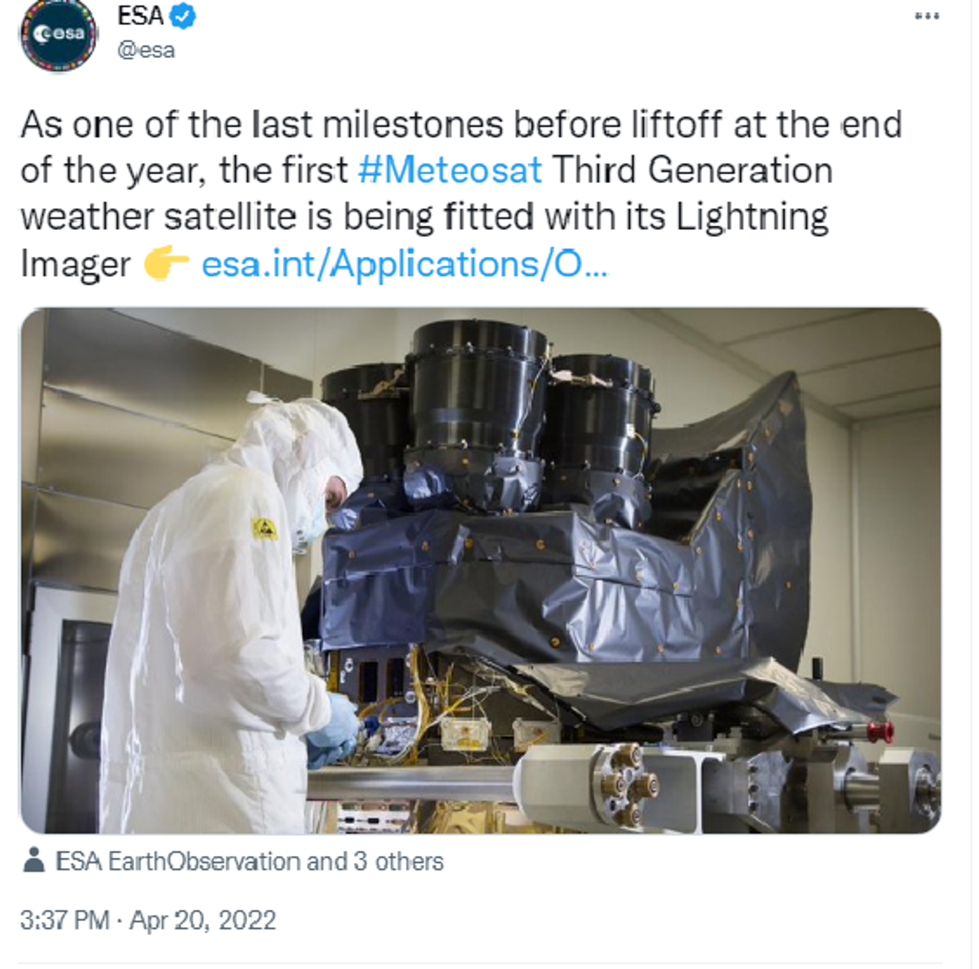 Twitter screenshot of new European  weather satellite, Meteosat-12 (MTGI-1). - Sputnik International, 1920, 13.12.2022