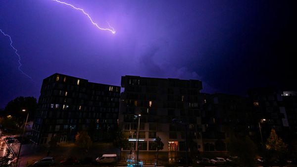 A lightning strikes during a thunderstorm in Lille, northern France on October 20, 2022.  - Sputnik International