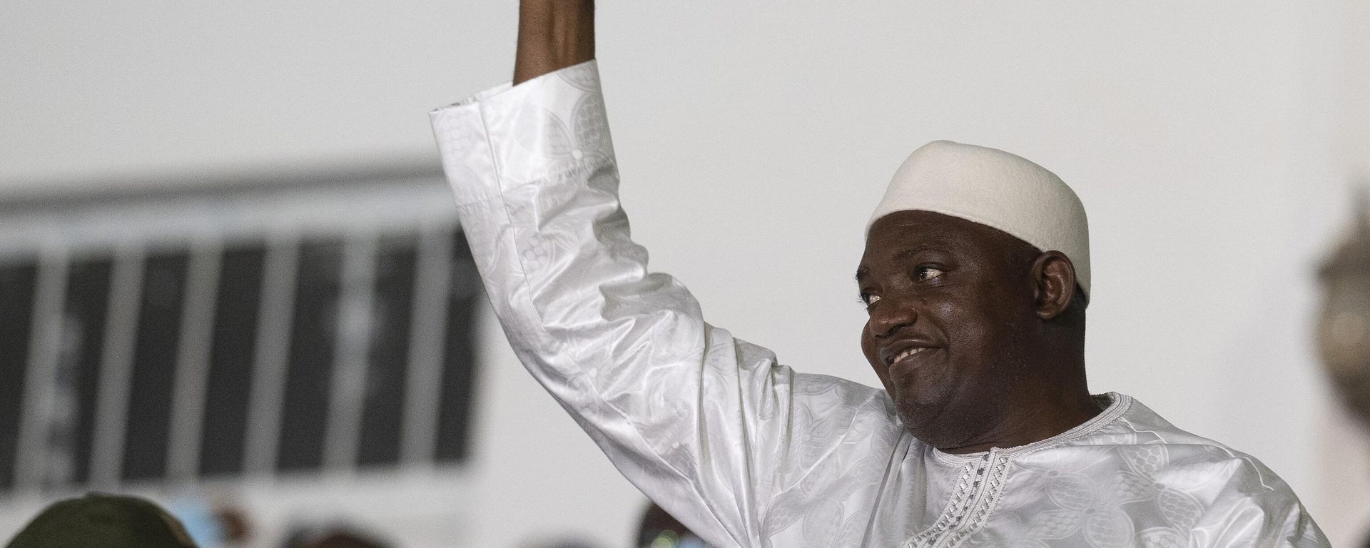 Gambian President Adama Barrow celebrates after winning the presidential election in Banjul, Gambia, Sunday, Dec. 5, 2021.  - Sputnik International, 1920, 22.12.2022