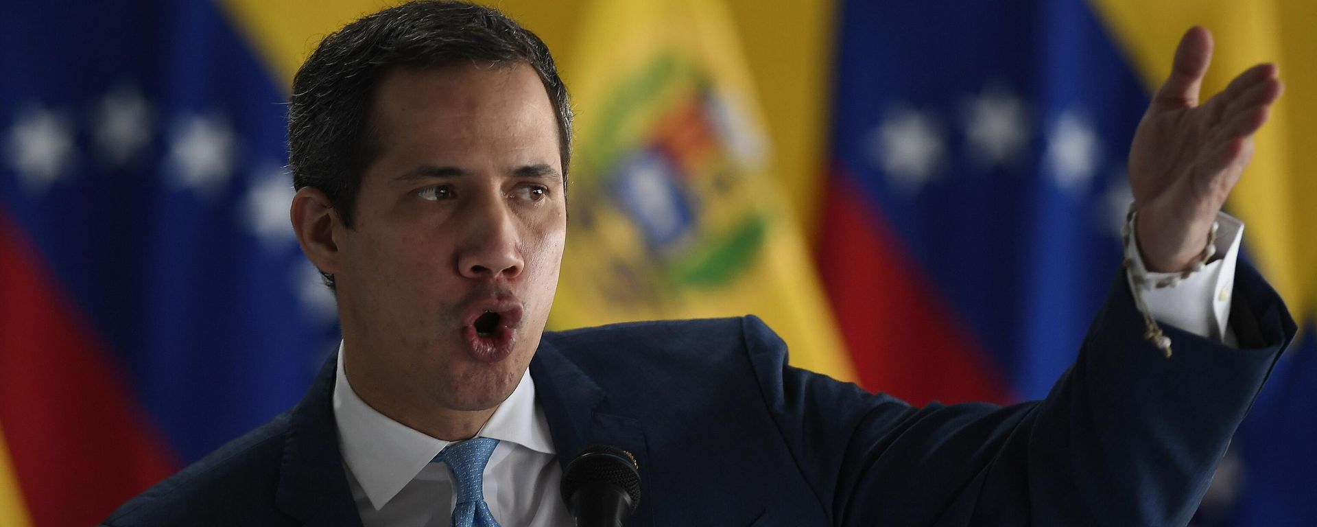 Venezuelan politician Juan Guaido speaks to the press in Caracas, Venezuela, Friday, Aug. 12, 2022. Venezuelan politician Juan Guaido speaks to the press in Caracas, Venezuela, Friday, Aug. 12, 2022. - Sputnik International, 1920, 05.01.2023