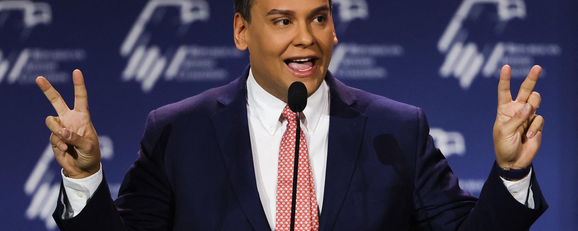 US Representative-elect George Santos speaks at the Republican Jewish Coalition Annual Leadership Meeting in Las Vegas, Nevada, on November 19, 2022. - Sputnik International, 1920, 12.01.2023
