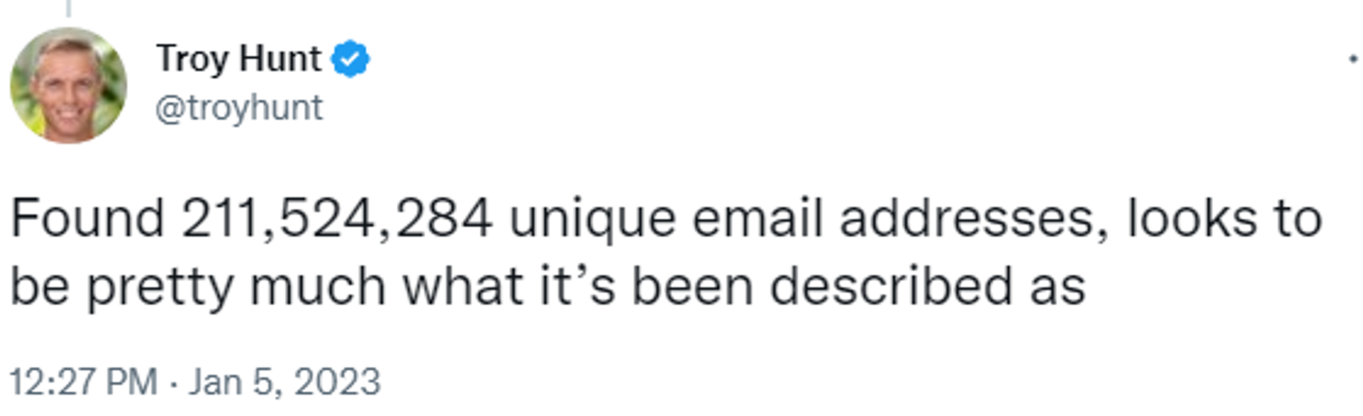 Screenshot of Twitter account of Troy Hunt, creator of breach-notification site Have I Been Pwned. - Sputnik International, 1920, 06.01.2023