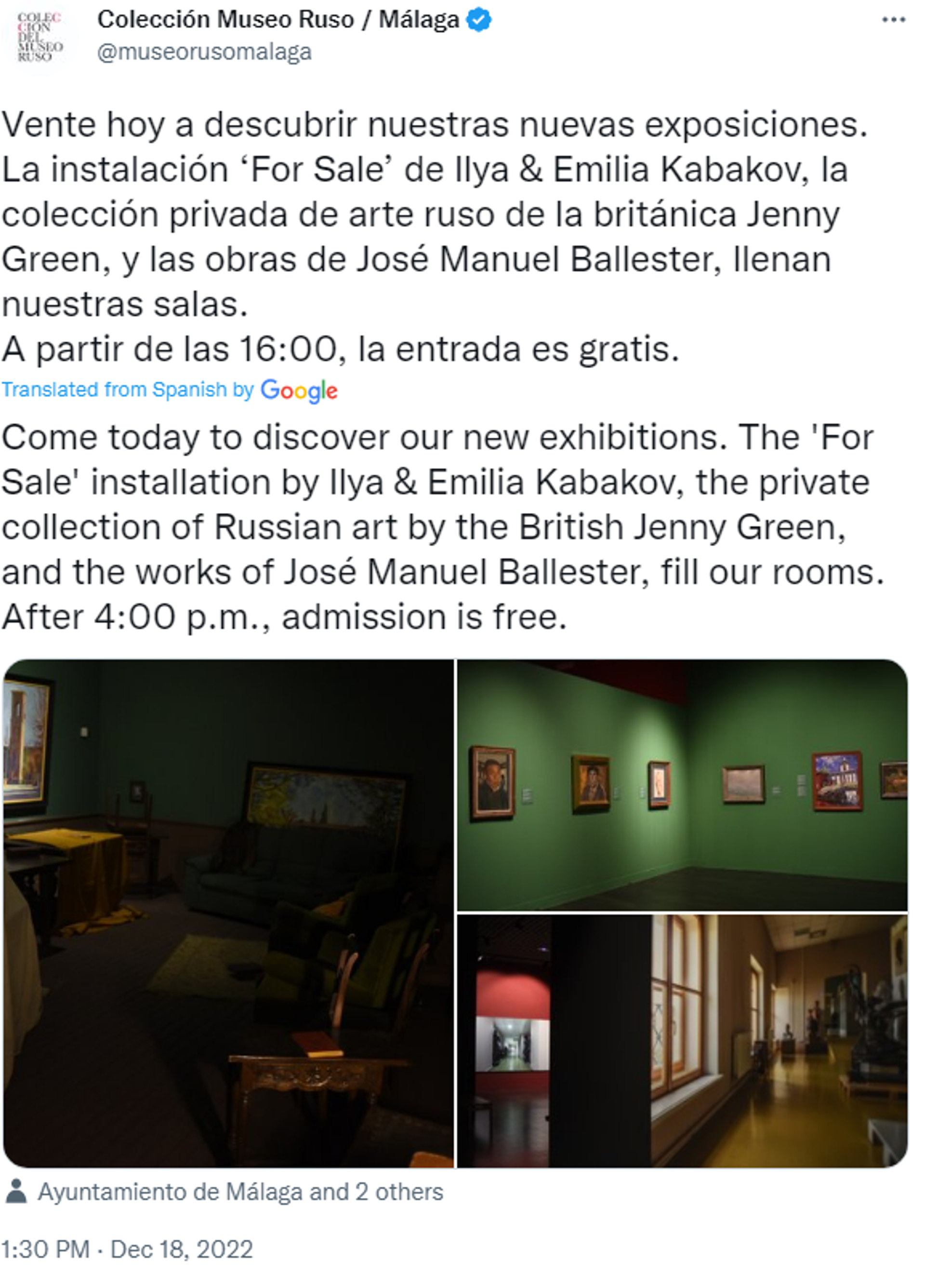 Screenshot of Twitter account of Colección Museo Ruso / Málaga, Spain.
 - Sputnik International, 1920, 06.01.2023