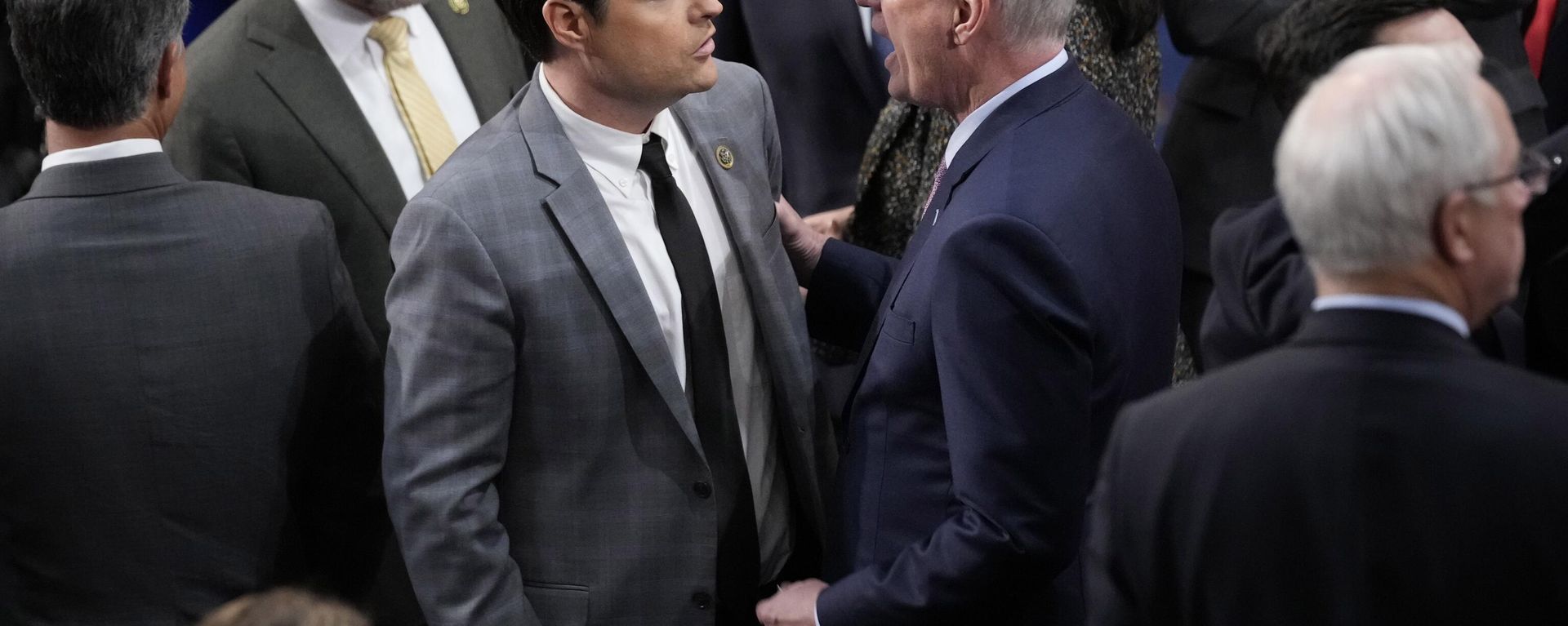 Rep. Kevin McCarthy, R-Calif., talks with Rep. Matt Gaetz, R-Fla. - Sputnik International, 1920, 07.06.2023
