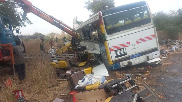 A general view of the scene of a bus accident in Kaffrine, central Senegal, on January 8, 2023 where at least 38 people have died and scores were injured when two buses collided. - Sputnik International