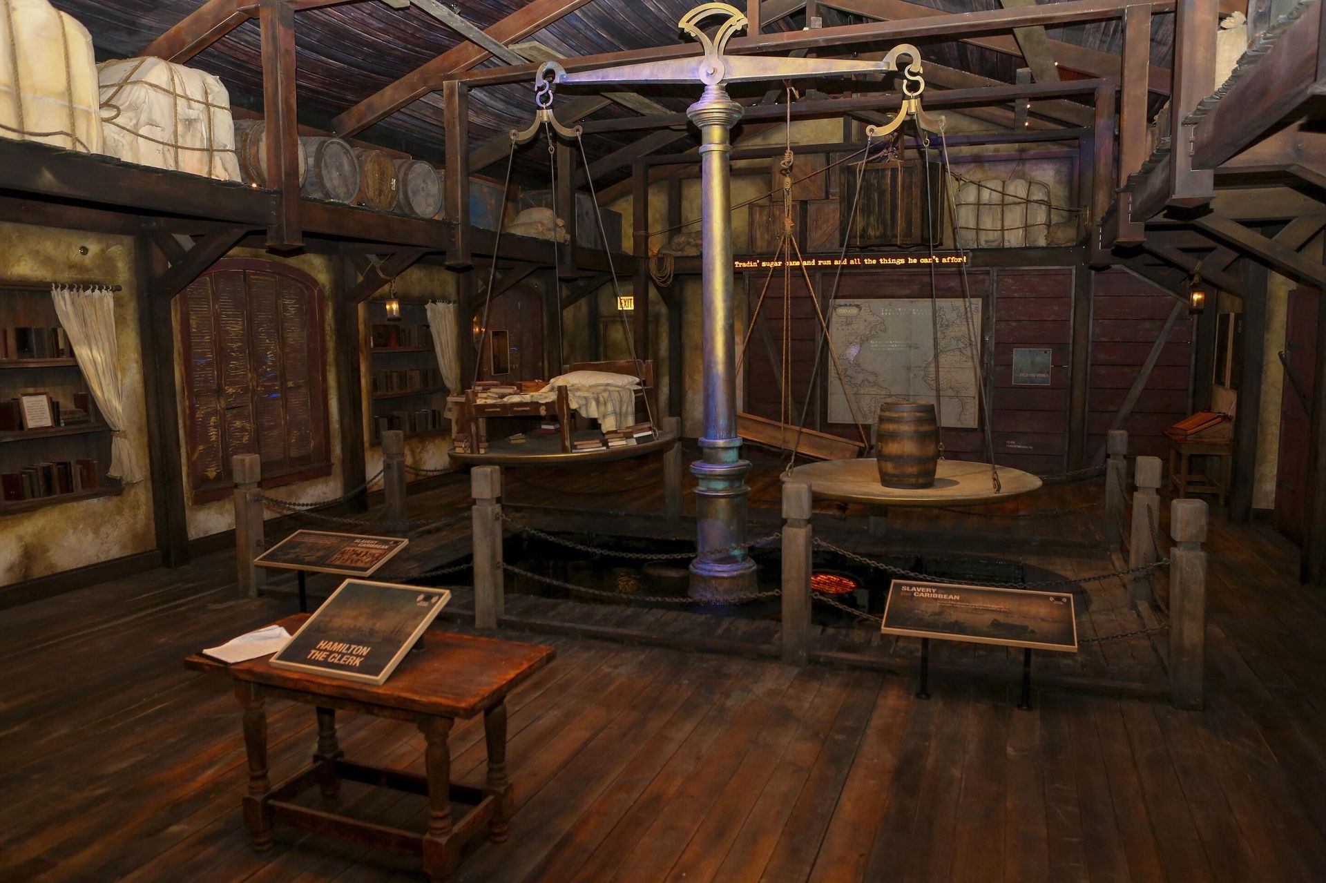 This April 25, 2019, photo shows on part of a 360-degree immersive experience to expand on “Hamilton” the hit Broadway musical in Chicago. “Hamilton: The Exhibition” was to open Saturday in a temporary building erected on the city’s Northerly Island along Lake Michigan. Producers said the exhibit’s 19 rooms chronicle the life of founding father Alexander Hamilton. - Sputnik International, 1920, 12.01.2023