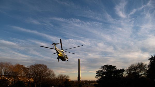 Marine One, with US President Joe Biden and First Lady Jill Biden aboard, departs from the South Lawn of the White House in Washington, DC, as they travel to spend the weekend in Wilmington, Delaware. File photo. - Sputnik International