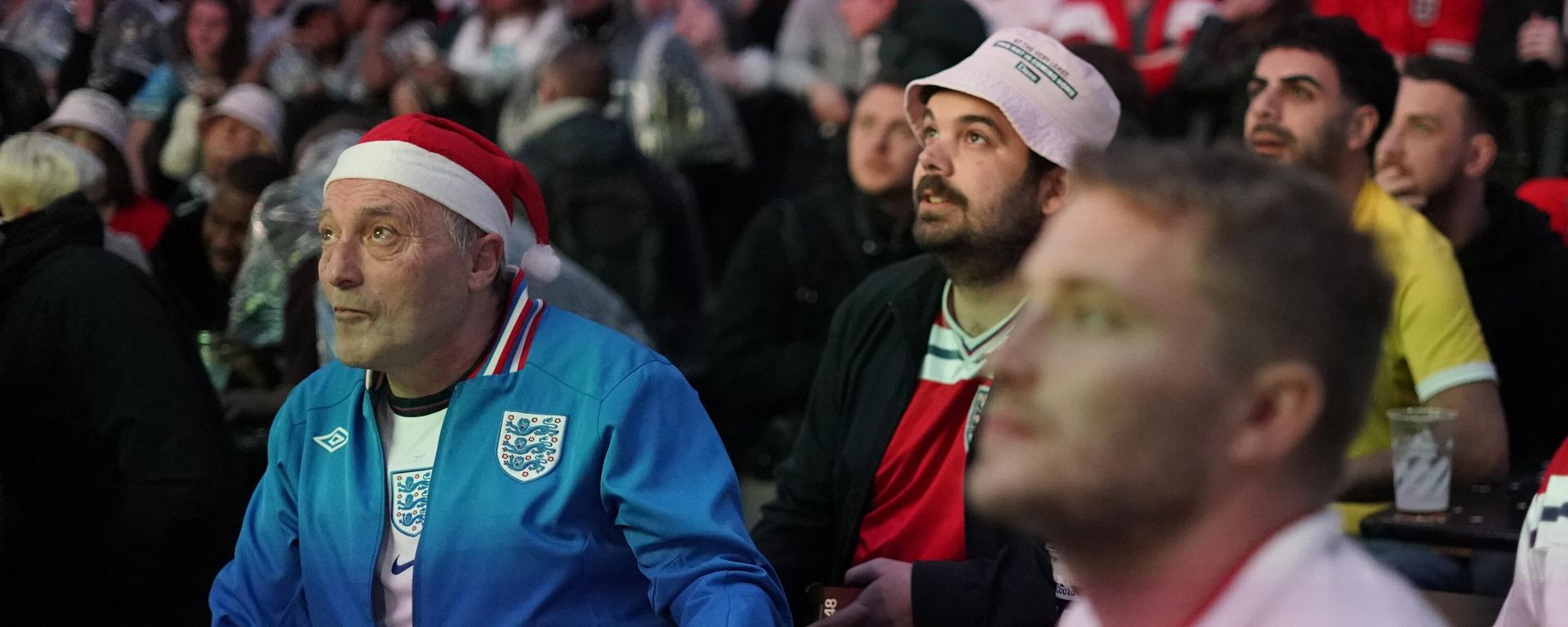 England supporters watch the World Cup round of 16 soccer match between England and Senegal at a fan zone in London England supporters watch the World Cup round of 16 soccer match between England and Senegal at a fan zone in London - Sputnik International, 1920, 13.01.2023