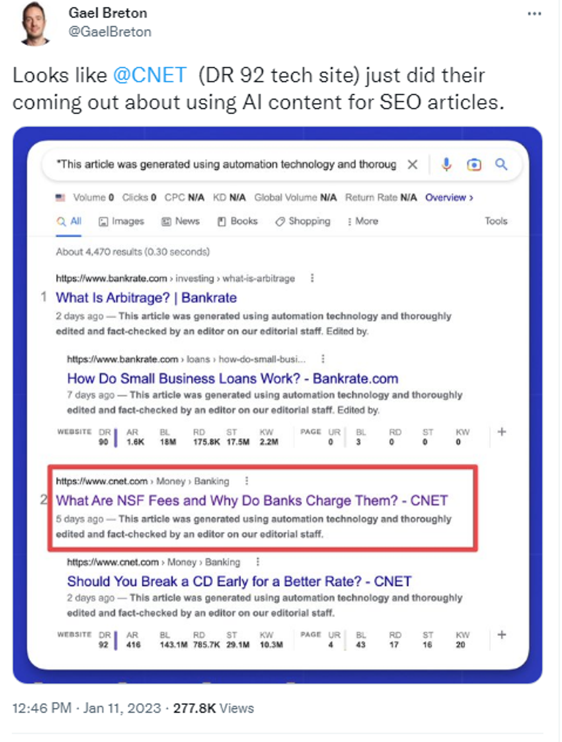 Screenshot of Twitter account of online marketer Gael Breton. - Sputnik International, 1920, 14.01.2023