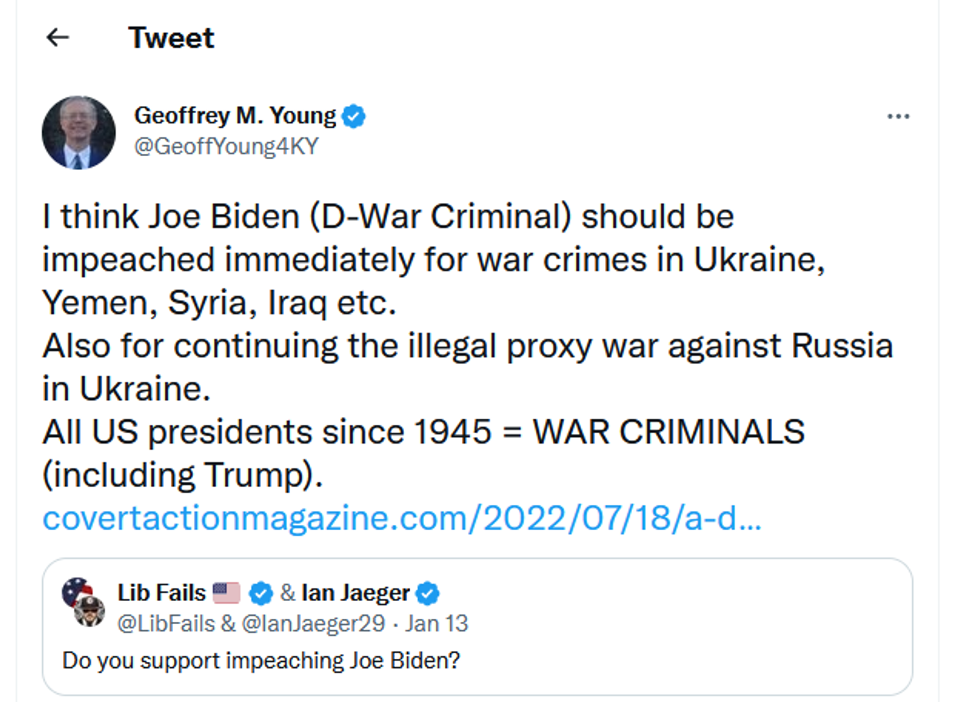 Geoffrey M Young's tweet. - Sputnik International, 1920, 14.01.2023