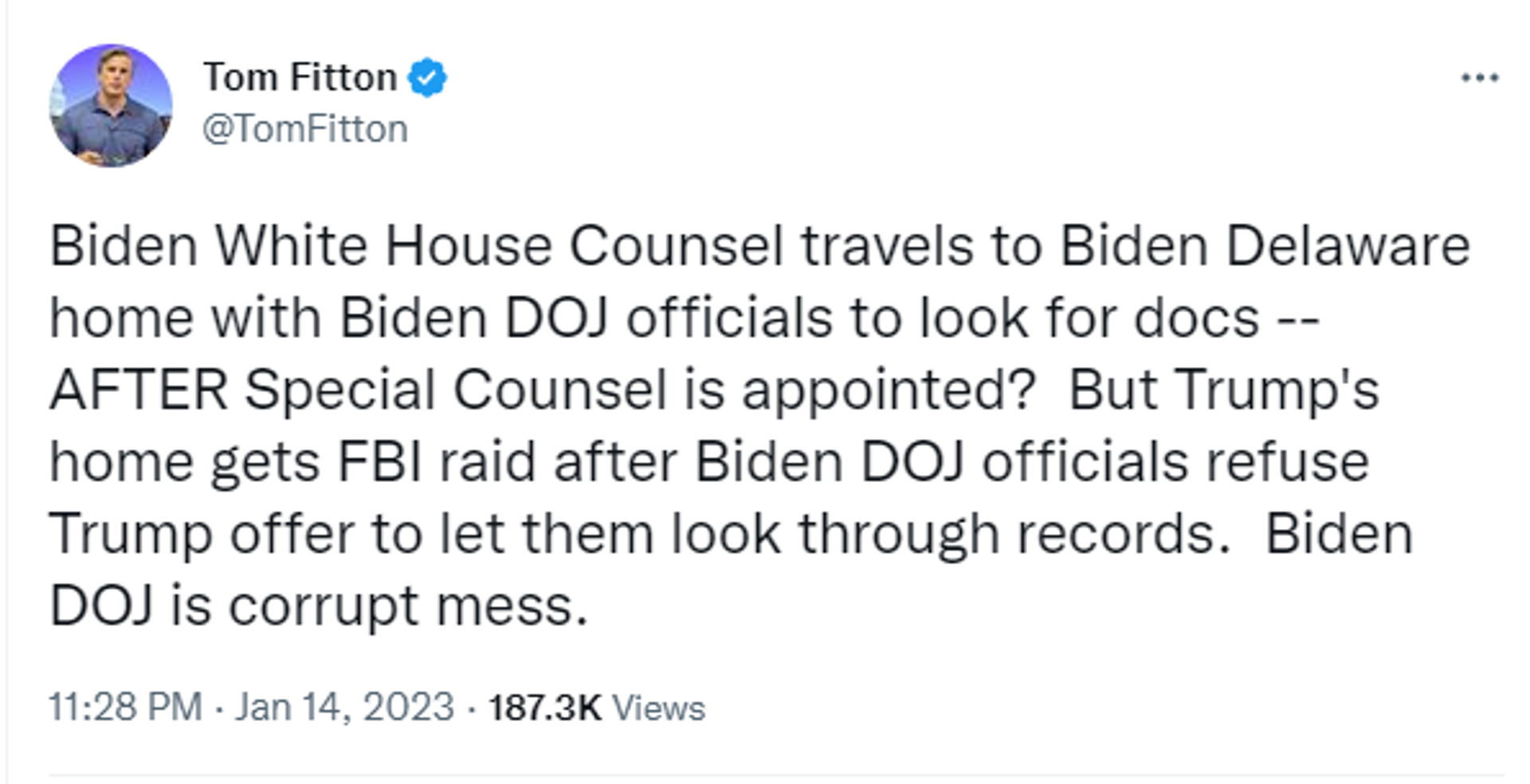 Screenshot of Twitter account of Tom Fitton, President of Judicial Watch public interest group. - Sputnik International, 1920, 15.01.2023