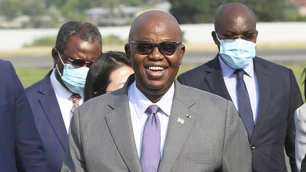 In this file photo taken on January 11, 2023 China's Minister of Foreign Affairs Qin Gang (not seen) is greeted by Gobon's Minister of Foreign Affairs Michael Moussa Adamo (C) upon his arrival at the Leon Mba International Airport in Libreville.  - Sputnik International