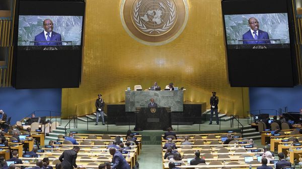 President of Gabon Ali Bongo Ondimba addresses the 77th session of the United Nations General Assembly, Wednesday, Sept. 21, 2022 at U.N. headquarters.  - Sputnik International
