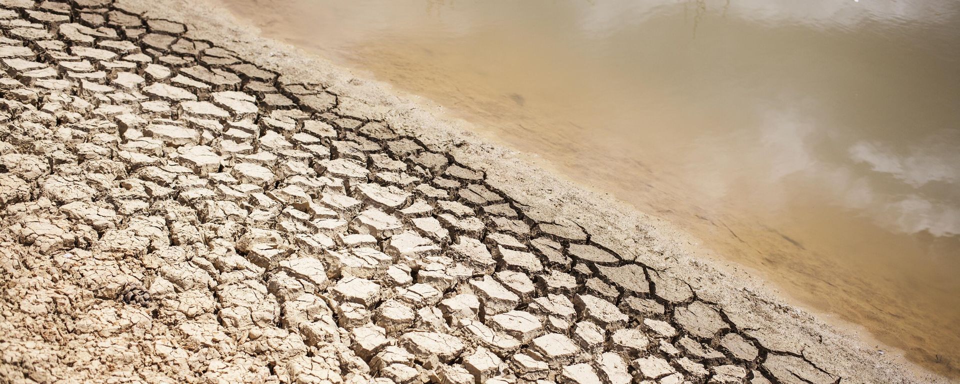A dried out bank of a nearly water empty dam is pictured on a farm in Piket Bo-berg, Piketberg, north of Cape Town, on March 7, 2018 as a result of a three-year-long drought A dried out bank of a nearly water empty dam is pictured on a farm in Piket Bo-berg, Piketberg, north of Cape Town, on March 7, 2018 as a result of a three-year-long drought - Sputnik International, 1920, 25.01.2023