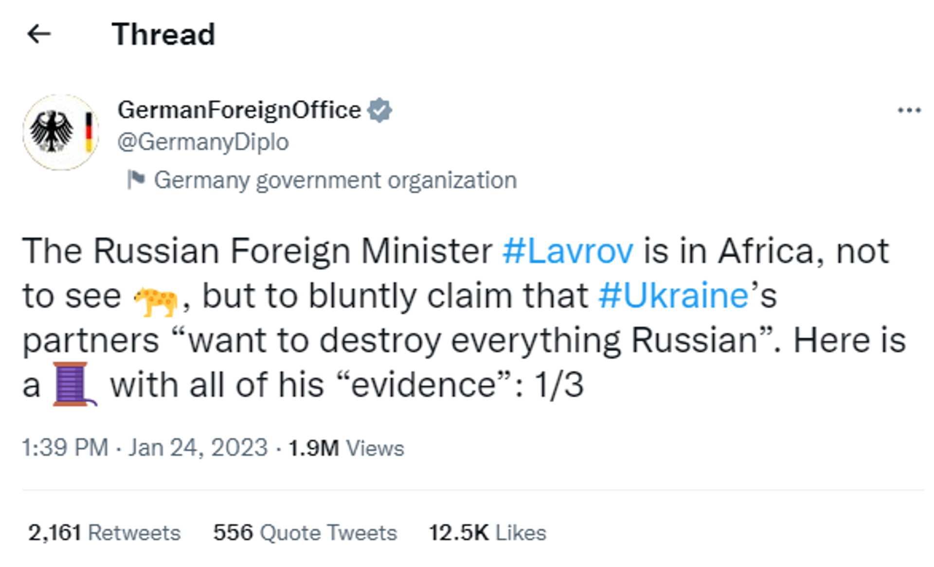 A Twitter screenshot - Sputnik International, 1920, 26.01.2023
