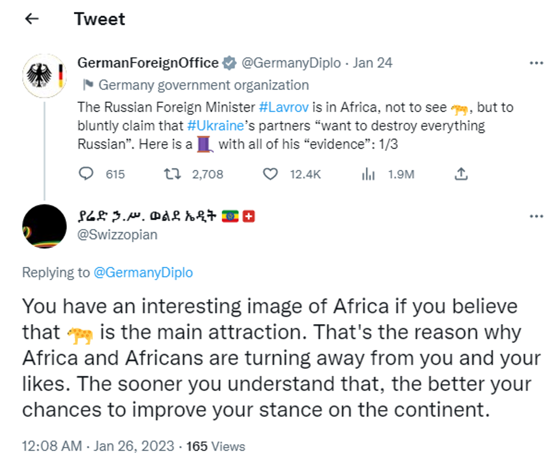 A Twitter screenshot - Sputnik International, 1920, 26.01.2023