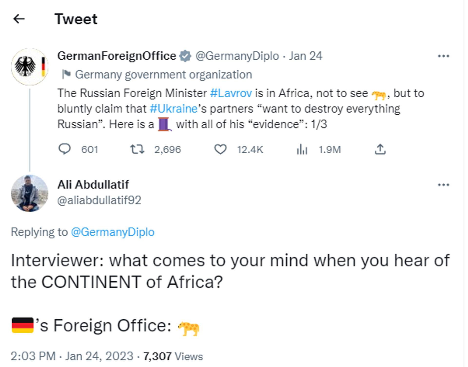 A Twitter screenshot - Sputnik International, 1920, 26.01.2023
