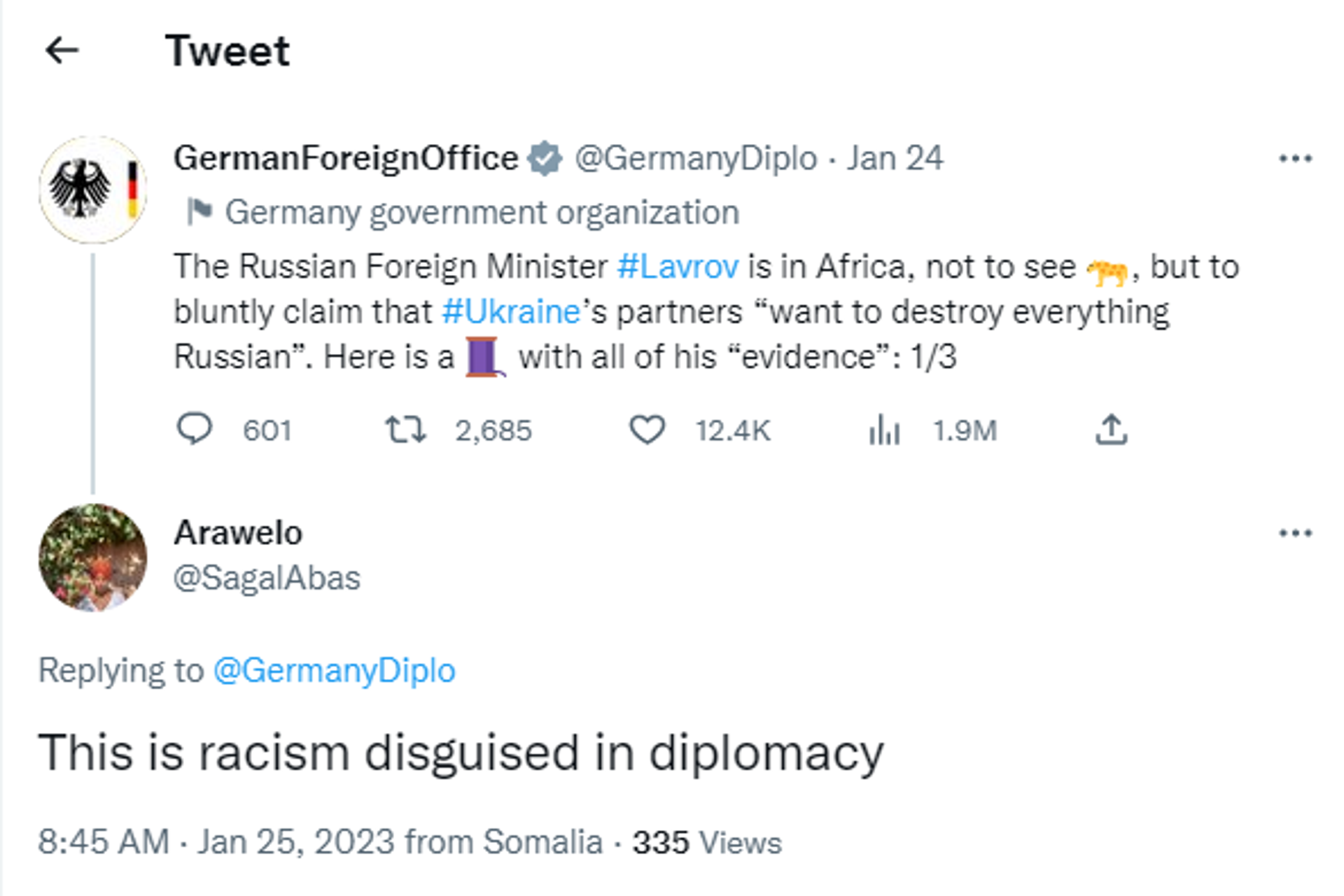 A Twitter screenshot - Sputnik International, 1920, 26.01.2023