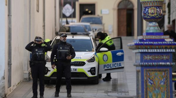 Police secure the area near the church where a man was killed the day before in Algeciras, southern Spain, on January 26, 2023 - Sputnik International