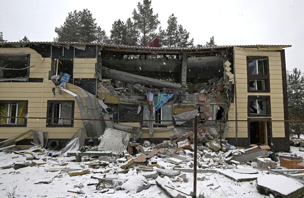 The building of a district hospital in Novoaydar in the LPR, which was hit by Ukrainian military using HIMARS launchers. - Sputnik International