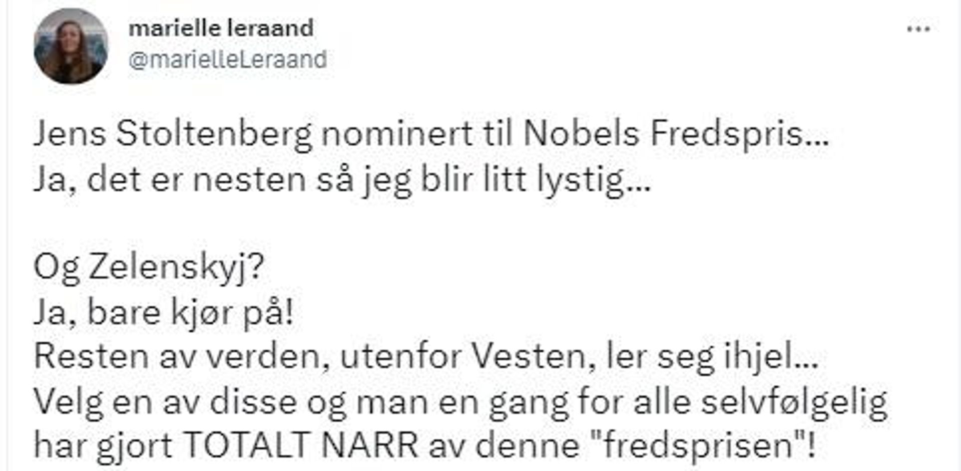 Screetgrab of tweets commenting on Jens Stoltenberg nomination for Nobel Peace Prize - Sputnik International, 1920, 02.02.2023