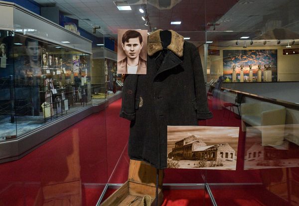 A coat of one of the founders of  the Young Guard Sergei Tyulenin in the Krasnodon Museum. Sergei Tyulenin acted even before the Young Guard was established. He began by setting public bathrooms for Nazis on fire.  - Sputnik International