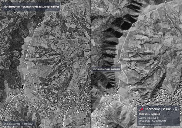 Tectonic fault after an earthquake in south-eastern Turkiye. The image was taken by the Russian spacecraft "Kanopus-B".  - Sputnik International